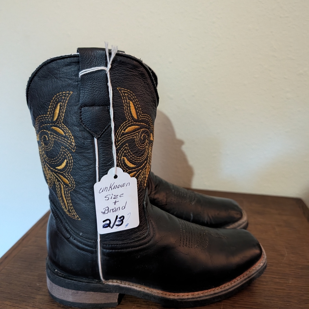 Kids Black and Gold Western Boots
